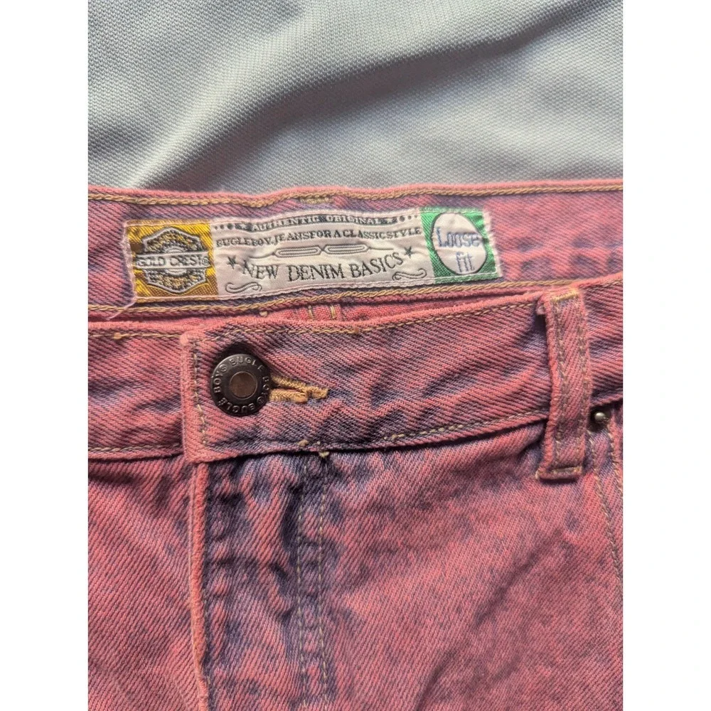 Bugle Boy Gold Crest  Vintage 90s Blue Loose Fit Jeans Red Grunge 36x30